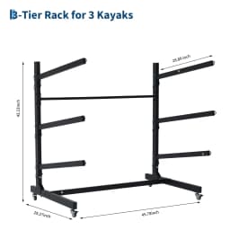 Freestanding Kayak Storage Rack 2/3/4 Tier Adjustable SUP Canoe Stand Heavy Duty Holder With Wheels Outdoor Garage Organizer