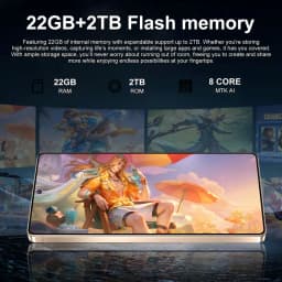 K-Touch Smartphone For S26 Ultra 5G Cell Phone 7.3 Inch 7800mAh Battery Mobile Phones Full Display Android 48MP Camera 22GB RAM 2TB ROM Face ID 5G Dual SIM Unlocked Android 15 Cell Phone with FM Radio GPS