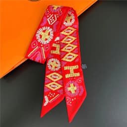 2025 New Pearl Puzzle Women's Twill Decorative Small Silk Scarf Wrapping Bag Handle Ribbon Headband Small Scarf Wholesale Gift