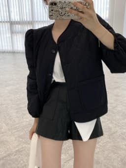 White Thickened Cotton Jacket Women's Chic Winter New Style Elegant round Neck Bubble Sleeve Warm Coat Korean Style Loose Fit