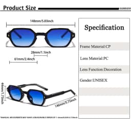 CATERDIDE Punk Polygonal Men Sunglasses Personalized Design Square Frame Sun Glasses for Women Parties Travel Holidays Glasses