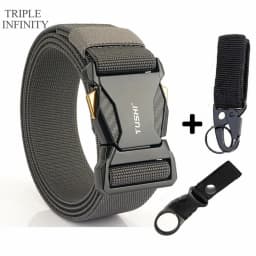 Luxury Metal Quick Release Pluggable Buckle Elastic Belt For Men Durable Tactical Belts Cowboy Outdoor Stretch Army Belt Hunting