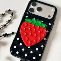 Wildflower Love Sucker Sucking Disc Strawberry Phone Case For iPhone 18 17 16 15 14 13 Pro Max Star Suction Cup Stickers Cover