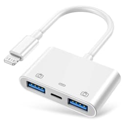 Lightning to USB Camera Adapter with Charging Port Portable for iPhone 17 16 15 Pro iPad to Card Reader USB Flash Drive