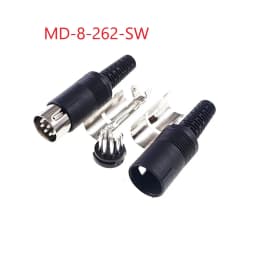 8 Pin DIN Male Plug Header 262 270 Degree Wire Solder Circular Push-Pull Power Connector Machined Contacts Plastic Shell Housing