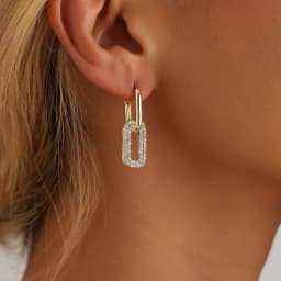 Double Loop Design Drop Earrings Gold Color Geometric Round Zircon Hoop Earrings for Women Girls Punk Hip Hop Fashion Jewelry