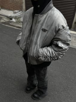Winter Vintage Distressed Style Wrinkle Design Baseball Jacket Cotton American Hip Hop Coat Warm Parka