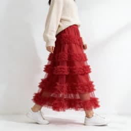 Women's Ruffle Trim Mesh Tutu Skirt, Tiered Layered A-Line Flared Skirt, High Waist Soft Tulle Puffy Skirt, Spring Summer
