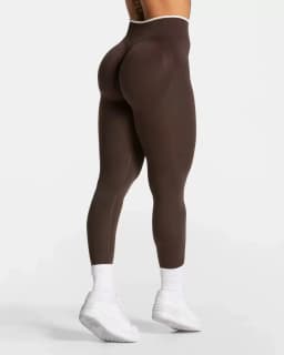 Women Solid Color Seamless Leggings White Edge Waist Tight High Waist Hip Lifting Yoga pants 2026New