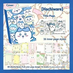 Chiikawa Cute Notebook 80 Sheets, Full Color Kawaii Journal Notepad for Note Taking School Office, Great Gift for Chiikawa Fans