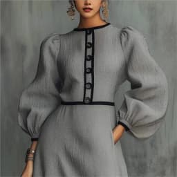 Slim Mini Dress Women's Elegant Lantern Sleeve Round Neck Button-Down Dress 2026 Spring Fall Office Commuting A-Line Dress