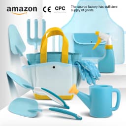 Children's Garden Planting Tool Set Shovel Turning Rake Flower Basket Bag Watering Pot