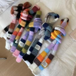 2024 Knitted Wool With Warm Color Splicing Contrast Striped Sausage Thin Scarf
