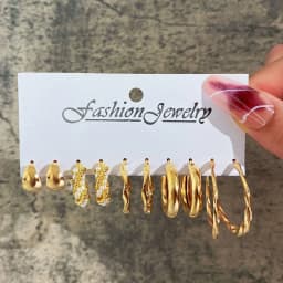 Boho Big Circle Hoop Earring Set for Women, Gold Color Bohemia Vintage Pearl Earring Heart Zircon Ear Studs Jewelry Gifts