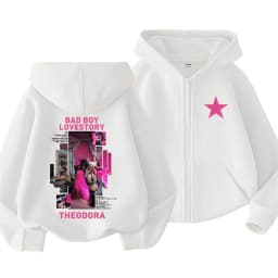 Rapper Theodora Mega Bbl Bad Boy Lovestory Zipper Hoodie Men Women Hip Hop Fashion Zip Up Jacket Man Oversized Zip Up Sweatshirt