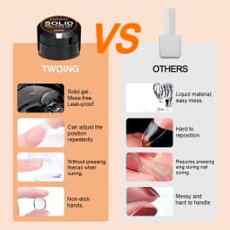 TWOING 8g Clear Solid Nail Tips Gel Long Lasting Strong Adhesion UV/LED Building Gel for Nails Home Salon Manicure DIY Design