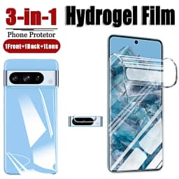 Hydrogel Film for Google Pixel 8 Pro 7 7A 6 Pro Front Screen Protector Full Curved Tempered Soft Glass Back Camera Lens 6in1