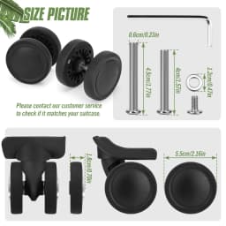 8Pcs Luggage Replacement Wheels Kit Black Suitcase Repair Wheel W/H Screw Wear-Resistant Trolley Wheel 55mm Axles Caster Parts