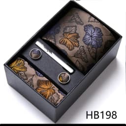 Top Grade Holiday Gift Box 7.5 CM Green Print Tie Pocket Squares Cufflink Set Gravatas Man Suit Accessories Fit Formal Party
