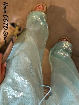 Sequin Loose Summer Women's Pants Low-rise Drawstring Straight Wide Leg Y2k Pant And Trousers New Beach Casual Clothes 2026