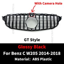 GT Style Front Bumper Grille Grill For Mercedes Benz C W205 C205 Coupe S205 C43 2014-2021 like C180 C200 C250 C300 C260 Tuning