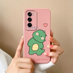 For OPPO Reno12 Pro 5G Case Lovely Dinosaur Liquid Silicone Soft Cases Shockproof Phone Cover For OPPO Reno 12 12Pro Fundas Capa
