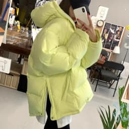 Korean Side Split 2026 Woman Outerwears Hooded Long Sleeve Parkas Winter Jacket Moda Chic Coats Loose Casual Clothes Women