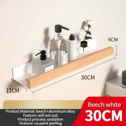 Wood Aluminum Material Corner Shelf Shampoo Storage Shelf Shower Wall Rack Bathroom Organizer Bathroom Accessories