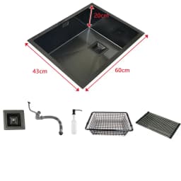 Nano Matte Black Kitchen Sink Above Counter or Undermount Sinks Vegetable Washing Basin Stainless Steel Single Bowl Sink Kitchen