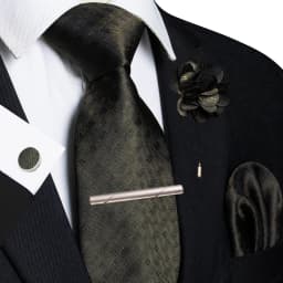 Brown Yellow Plaid Ties For Men Luxury 8cm Silk Tie Pin Pocket Square Cufflinks Tie Clip Set Business Party Wedding Accessories