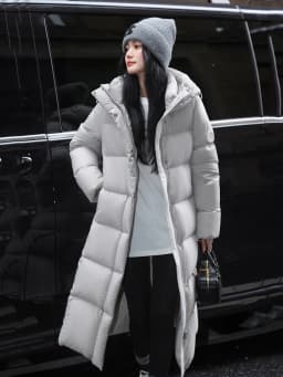 Winter High Quality Long Hooded Down Jacket Women White Duck Down Warm Thick Outwear Female Loose Parker Knee Length Down Jacket