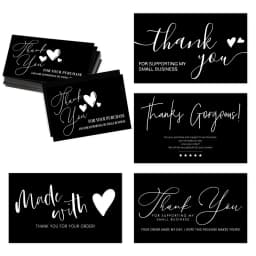 30pcs Black Pink Thank You Cards Greeting Label Tag Packages For Small Business Gift Box Decoration Packaging Supplies Wholesale