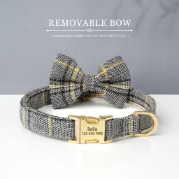 Personalized Dog ID Collar Cute Bowtie Pet Collars Necklace Free Engraving Puppy Cat Buckle Collar For Small Medium Dogs Cats