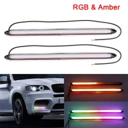 2Pcs/set Universal Car DRL LED Daytime Running Lights Waterproof Headlight Strip White/RGB Sequential Flow Turn Signal Light