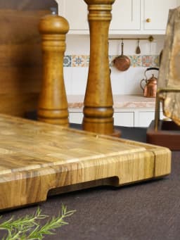 High-End Extra Large Thick Heavy Duty Teak End Grain Cutting Boards for Kitchen, Large Wood Chopping Board with Hidden Handles