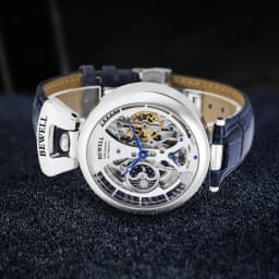 High-End Waterproof Automatic Mechanical Watch with Genuine Leather Strap And Stainless Steel Transparent Back Cover