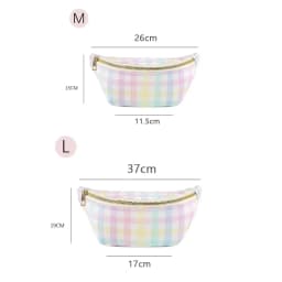 New Large Size Rainbow Plaid Fanny Pack Chest Pack Toiletry Storage Pouch Grid Outdoor Fanny Pack Travel Wash Cosmetic Bag Gift
