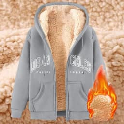 Women Solid Color Fleece Thickened Hoodies Large Size M-5XL Zip Up Warm Lined Thermal Sweatshirt Fall Winter Hooded With Pockets