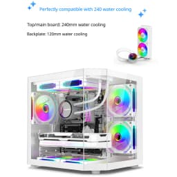 Power Train Star Realm M-ATX Desktop Case Three Sided Glass Panoramic Sea View Room Without Pillars 240 Water Cooler PC Case