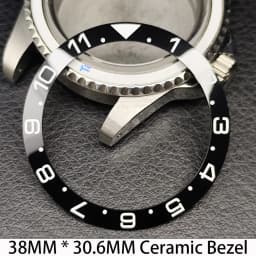 Sloping 38mm * 30.6mm Ceramic/Aluminum Bezel GMT and Diving Watch Insert Fits for 40mm Men's Watch Case Bezel Replacement Insert
