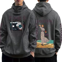 Spring and Autumn Men's Kodak Film Camera Pattern High Collar Hoodie Couple Casual Street Wear Kodak Girls' Hoodie Loose Hoodie
