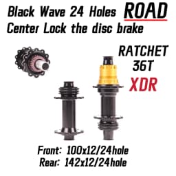 Black New Ultra Light Disc Brake Center Lock Road Bicycle Wheel Hub Aluminum Alloy 7075 24 Hole Spur Wheel 36T HG XDR 12 Speed