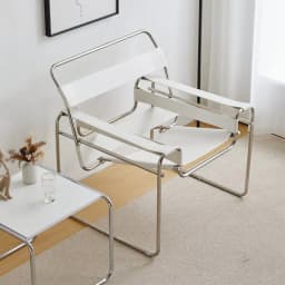Designer Mid-Century Modern Chaise Longue Single Lounge Chair Stainless Steel Frame Bauhaus Accent Chair