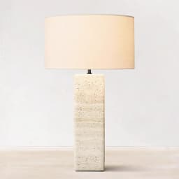 Yellow Travertine Fabric Art Table Lamp Japanese Marble Table Lamp For Living Room Bedroom Bedside Wabi Sabi Stone Desk Lighting