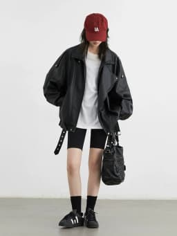 CHIC VEN Women PU Jacket New Loose Retro Motorcycle Faux Leather Quilted Coat Female Overcoat Thick Warm 2025 Spring Autumn Top