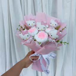 Genuine Hellokitty Kuromi Cinnamoroll Plush Dolls With Artificial Flowers Bouquets Christmas Valentine Graduation Birthday Gifts
