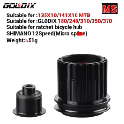 GOLDIX Bicycle Hub Adapter with QR/THRU End Cap HG/XD/MS Bicycle Hub Body for MTB/Road Bike Freehub