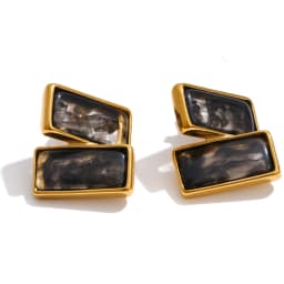 Yhpup Multi Color Stainless Steel Acrylic Resin Rectangle Stud Earrings Tarnish Resistant Daily Fashion Jewelry PVD Plated