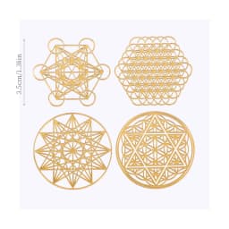 New Geometric Pattern Metal Energy Copper Stickers Flower Life Tree Pyramid For Epoxy Resin Material Jewelry Making Decoration
