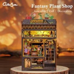 CUTEBEE Bookstore Book Nook with Light DIY Miniature Wooden Dollhouse for Decor Gift Bookshelf Insert Kit 3D Puzzle